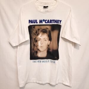 Vintage 1993 Paul McCartney “The New World Tour” Single Stitch Tee – Brockum XL